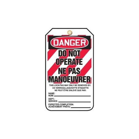 Accuform Danger, PF-Cardstock, 3-1/4 in Width, 1/4 in Height, , 25 PK TCF202CTP